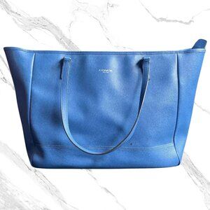 Coach Blue Saffiano Leather City Tote Shoulder Handbag Purse 23822 Large